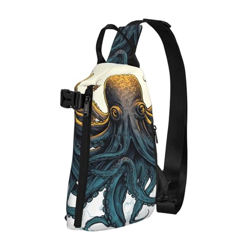 VducK Schultertasche für Damen und Herren, Schultertasche, Sonnenblumen, gelbe Blumen, Brusttasche, Reisen, Bauchtasche, leicht, lässig, Tagesrucksack, Sun Ocean Octopus, Einheitsgröße von VducK