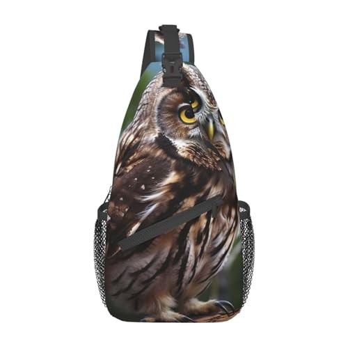 VducK Schultertasche für Damen und Herren, Schultertasche, Winterlandschaft, Brusttasche, Reise, Bauchtasche, leicht, lässig, Tagesrucksack, Wilde Eulenvögel, Einheitsgröße von VducK