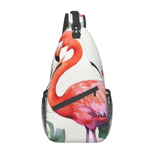 VducK Schultertasche für Damen und Herren, Schultertasche, tropische Blume und Zen-Stein, Brusttasche, Reise-Bauchtasche, leicht, lässiger Tagesrucksack, Tropischer Flamingo, Einheitsgröße von VducK