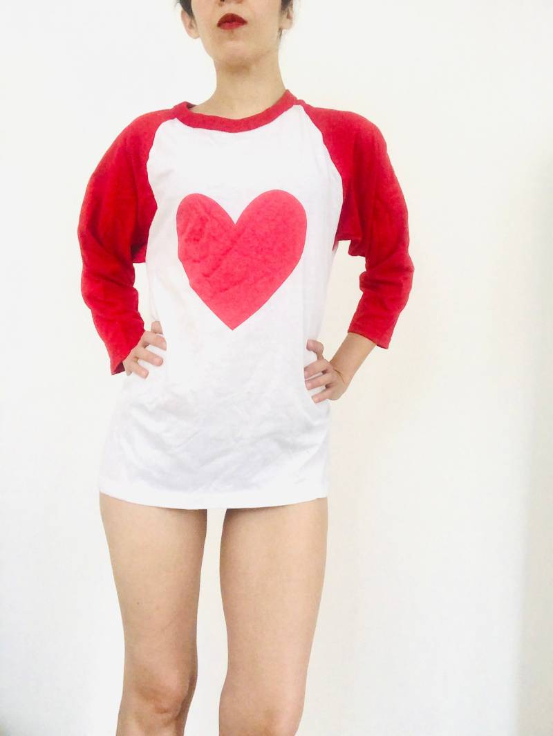 Herz Raglan Unisex Shirt -Large Size - 100% Baumwolle, 3/4 Ärmel von Vebo