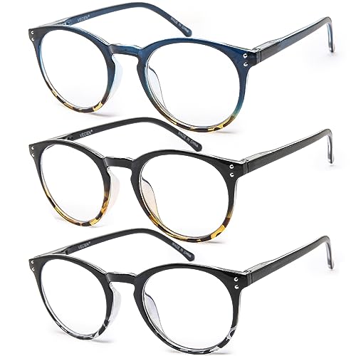 Vecien Lesebrille 3 Stuecke Blaulichtfilter Brille, Federscharniere Vintage Lesebrillen für Damen und Herren lesehilfe (4.0 Dioptrien) von Vecien