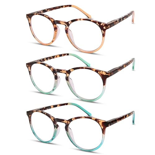 Vecien Lesebrille 3 Stuecke Federn-Scharnier Brillen Bright Finish fürein, Kristallgläser gibt Ihnen ultra-klare Sicht, Federscharniere Musterdesign für Männer und Frauen (2.5 Dioptrien) von Vecien