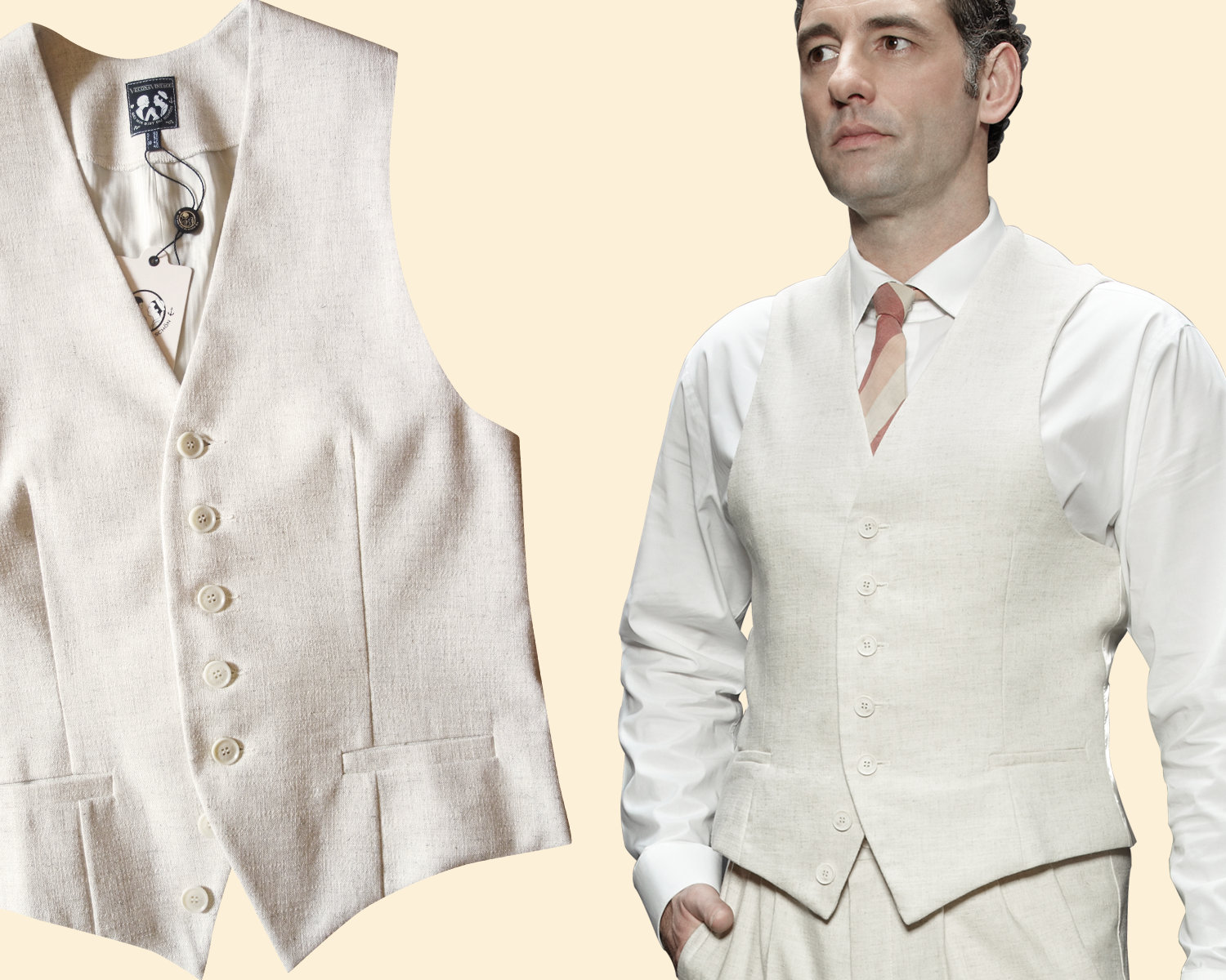 30Er 40Er Weste Ecru Baumwoll Leinen Gemisch Swing Weste Lindy Hop 1940 1930 30Er 40Er Weste Ecru Baumwoll Leinen Gemisch Swing Weste Lindy Hop 1940 1930 von VeconaVintage