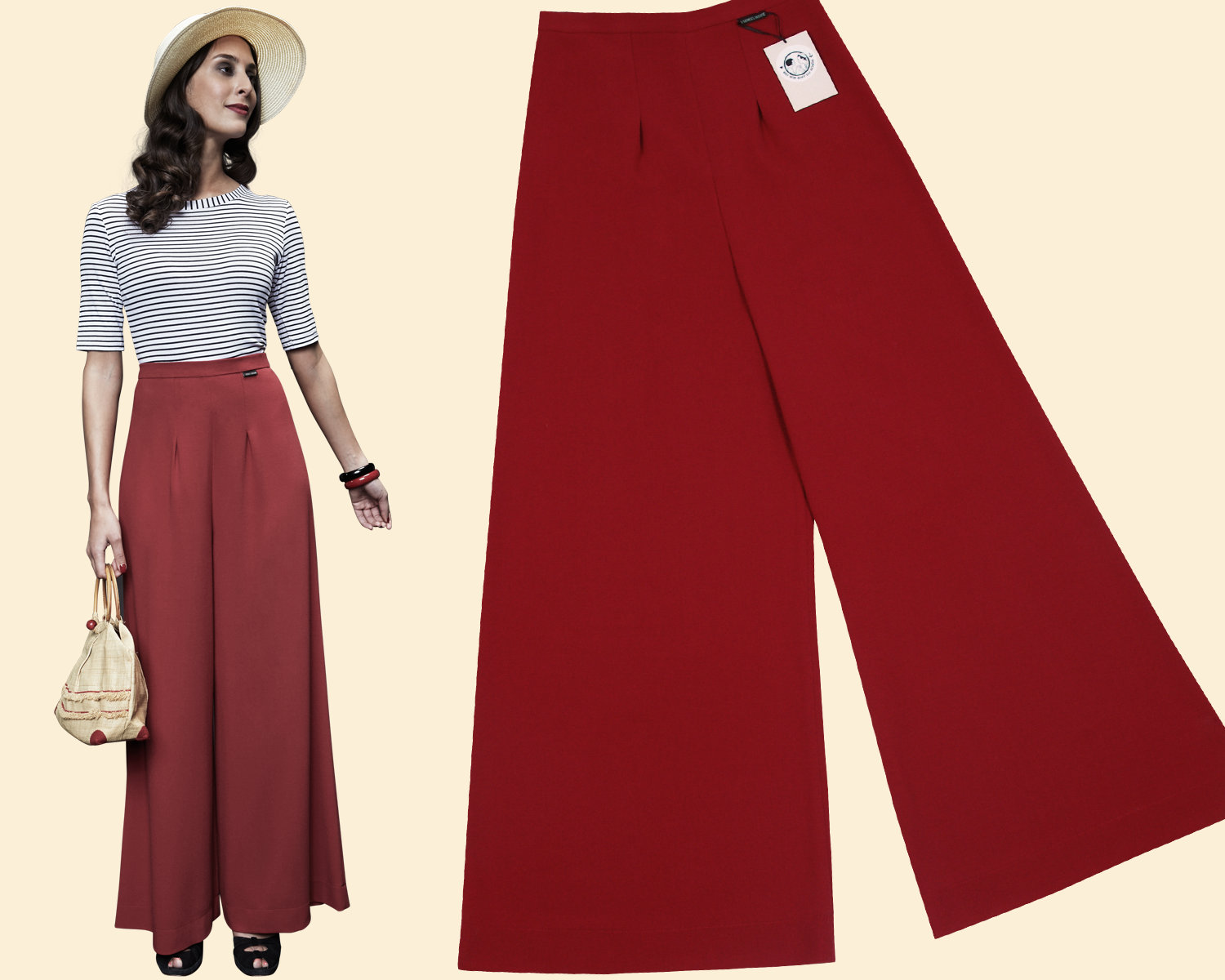 30Er Jahre Kirschrote Pajama Hose Krepp Hose 1930 Weites Bein High Waist 30Er Jahre Kirschrote Pajama Hose Krepp Hose 1930 Weites Bein High Waist von VeconaVintage