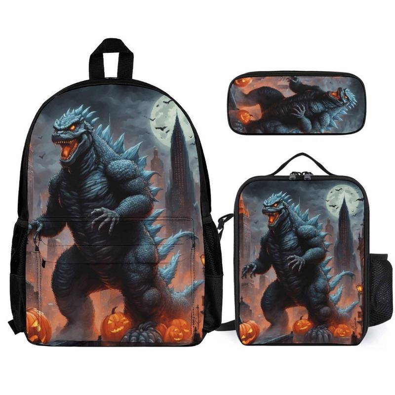 Godzilla School Backpack Set Rucksack, Lunch Bag & Federmäppchen von VectorMerchShop