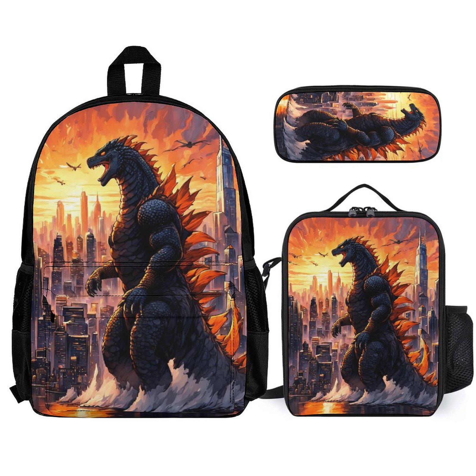 Godzilla Schulrucksack Set Kaiju Lunchbox & Federmäppchen von VectorMerchShop