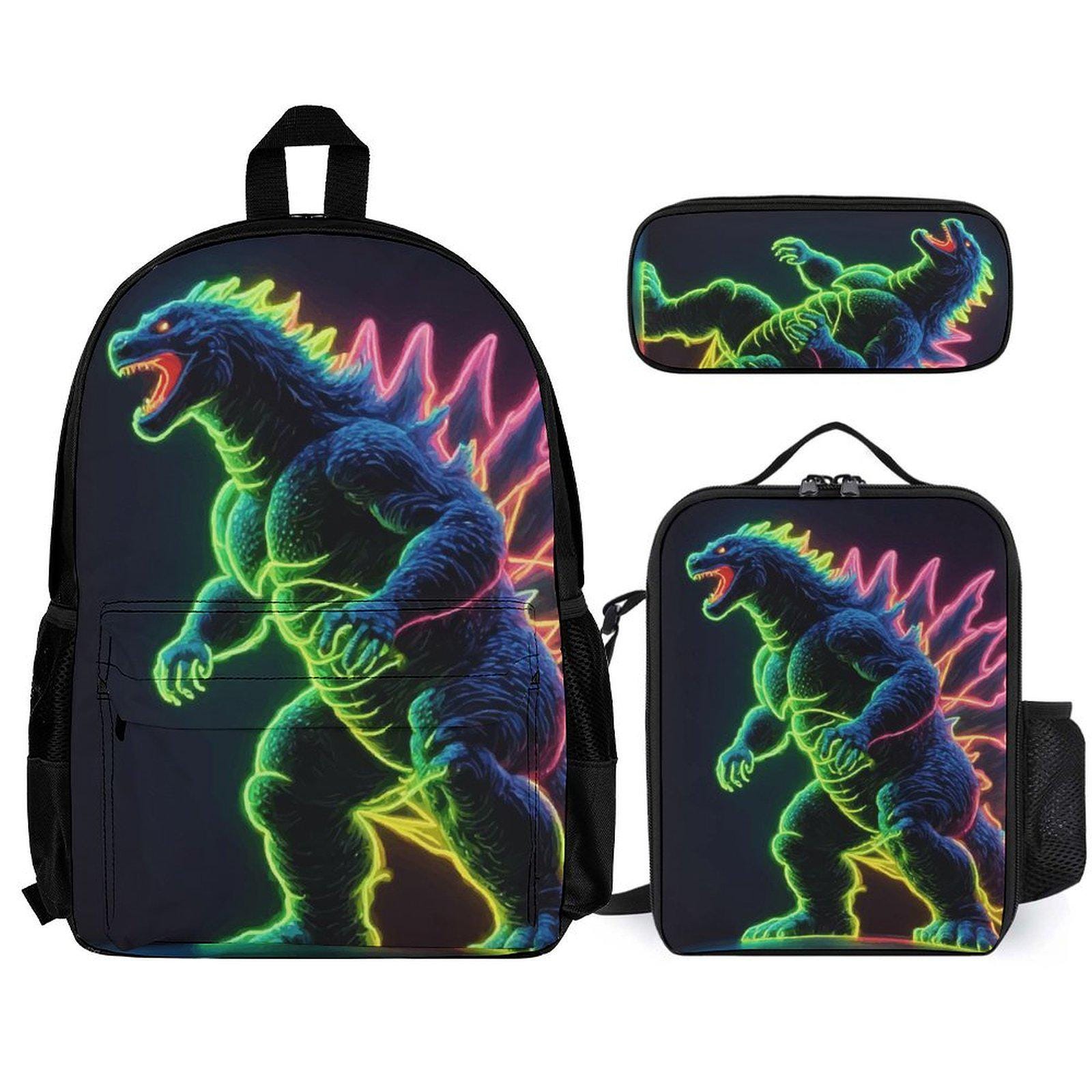 Rucksack Schule Combo Set Godzilla Lunch Box Federmäppchen Gojira Kaiju von VectorMerchShop
