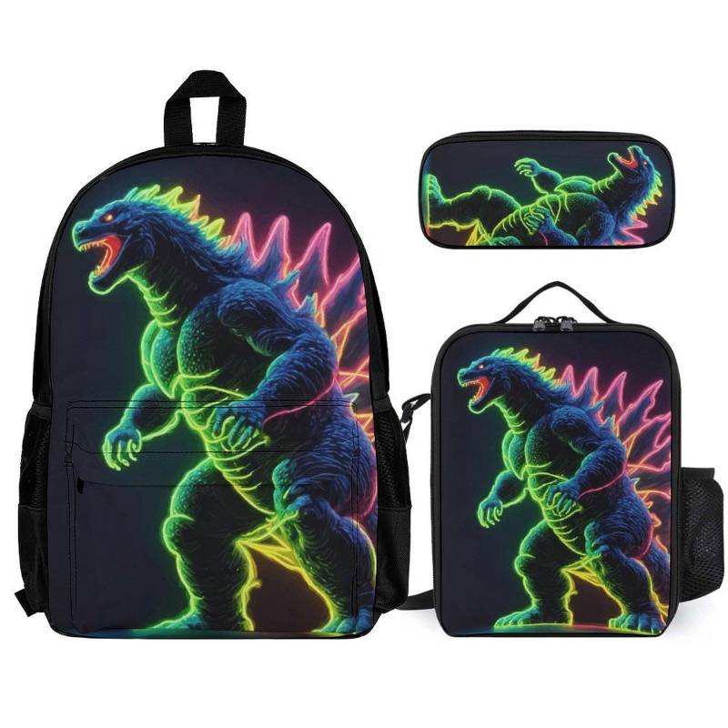 Rucksack Schule Combo Set Godzilla Lunch Box Federmäppchen Gojira Kaiju von VectorMerchShop