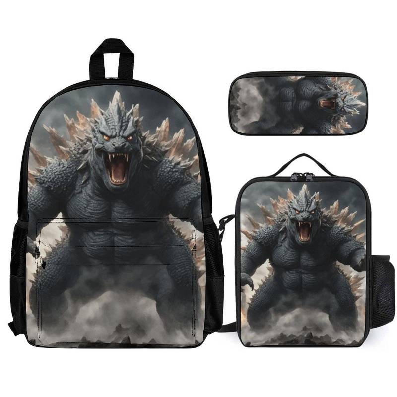 Rucksack Schule Combo Set Lunchbox Federmäppchen Godzilla Gojira Kaiju von VectorMerchShop