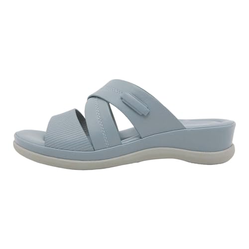 Vectry Damen Sandalen Outdoor Sandalen Dicke Boden Freizeit klassische Mode lässig lässige Nicht -Slip täglich atmungsaktiv zwei Paar Frauen Mädchen Sandalen Sandalen (Blue, 42) von Vectry