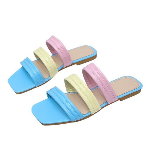 Vectry Damen Sandalen Süßigkeiten -gelöschter Sommer -Sommer Drag klassische modische Schuhe gegründete Schuhe Süßes Mädchen Outdoor Slipper (Blue, 38) von Vectry