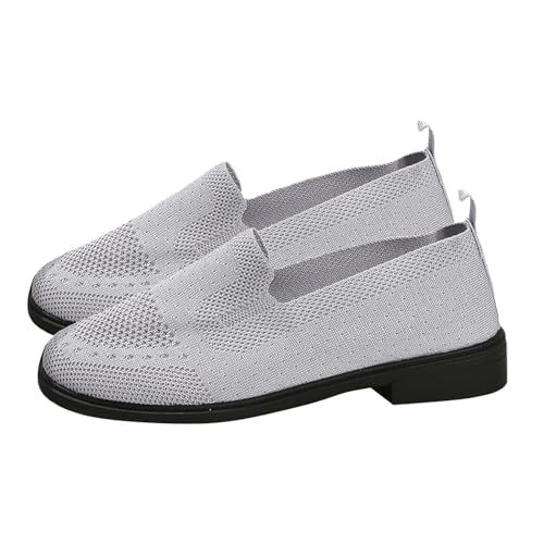 Vectry Damen-Sommer-Freizeitschuhe aus Webstoff mit Bündchen für lässigen Komfort und niedrigen Absätzen rutschfeste Schuhe Damen Ohne Stahlkappe (Grey, 37) von Vectry