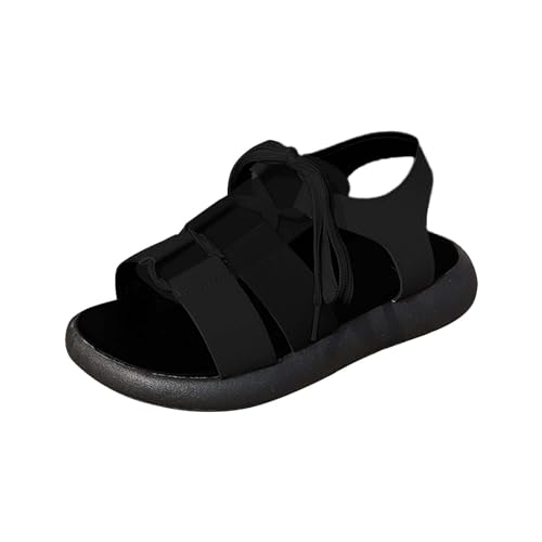 Vectry Frauen Casual Seite Hohl Gürtel Schnalle Flache Römische Schuhe Sommer Sandalen Krankenhaus Schuhe Damen Bären (Black, 36) von Vectry