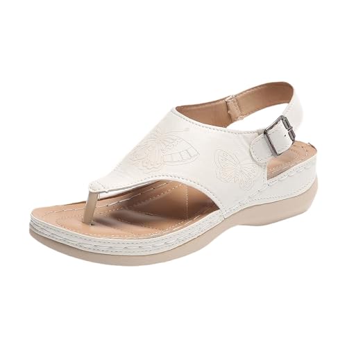 Vectry Frauen Casual Seite Hohl Gürtel Schnalle Slope Bottom Clip Toe Römische Schuhe Sommer Sandalen uziert Damen Schuhe 38 (White, 40) von Vectry