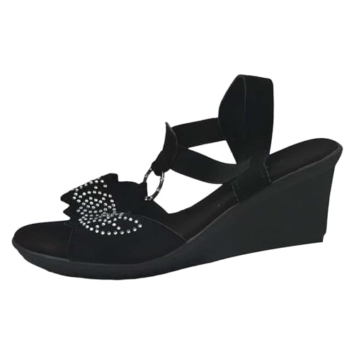 Vectry Frauen Casual Seite Hohl Gürtel Schnalle Slope Bottom Römische Schuhe Sommer Sandalen Sommer Damenschuhe Pumps (Black, 36) von Vectry