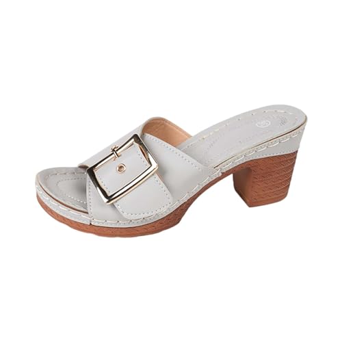 Vectry Frauen Strand Slope Heel Hausschuhe Hohl Casual Hausschuhe Slope Bottom Schuhe Retro Sandalen Neopren Schuhe Damen (Grey, 37) von Vectry