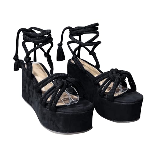 Vectry Frauen mit hohen Schuhschuhschuhschuhen von Frauen Fischschuhe Dicke Schuhsohle Samt dünne Band Klassische Mode sexy sexy tägliche Freizeit Ladies Sommer Liangz (Black, 41) von Vectry