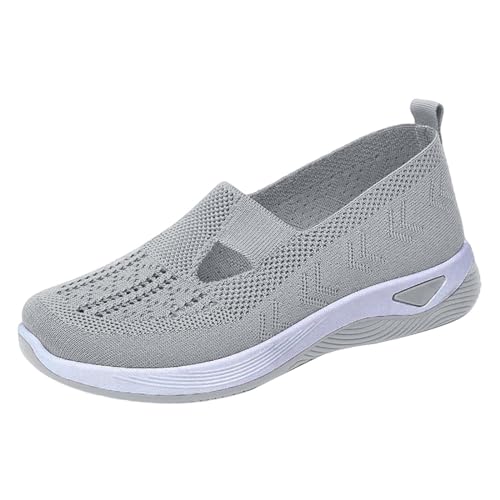 Vectry Gewebte orthopädische, atmungsaktive, weiche Damenschuhe zum Gehen, Slip-on-Schaumstoffschuhe, Hände schlüpfen in Sneakers, Fußgewölbeunterstützung Schuhe Damen Sommer Sandalen (A1-Grey, 38) von Vectry