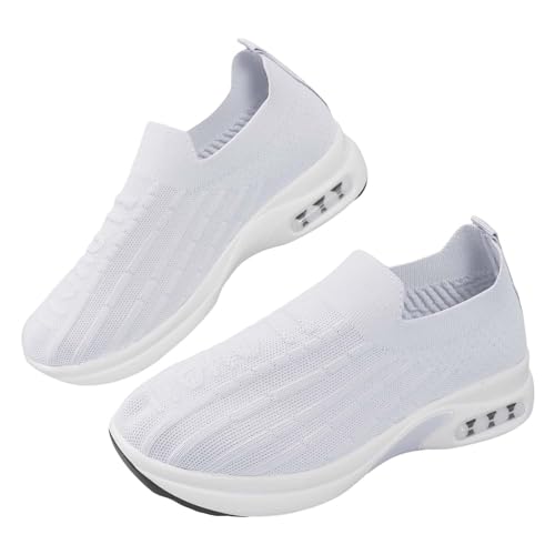 Vectry Gewebte orthopädische, atmungsaktive, weiche Damenschuhe zum Gehen, Slip-on-Schaumstoffschuhe, Hände schlüpfen in Sneakers, Fußgewölbeunterstützung Schuhe Weite H Damen (Grey, 37) von Vectry