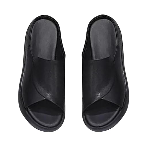 Vectry Koreanische Damen-Sandalen mit weicher Sohle für den Sommer, Hausschuhe und Matsuke-Sandalen Damen Schuhe Elegant Sneaker (Black, 35) von Vectry
