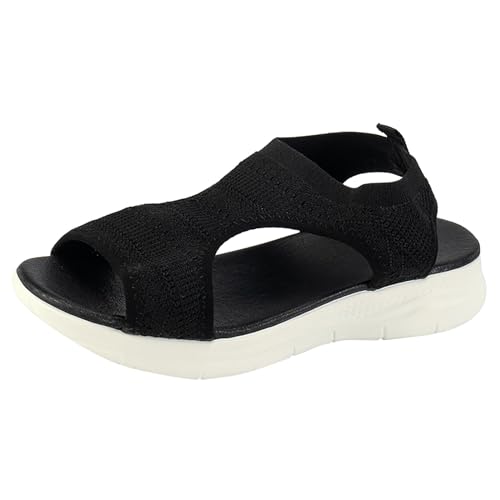 Vectry Lady Summer Sandals Fischmund dicker Boden Sports Sandalen Schwarze Klassiker elastischer Klassiker Klassiker (Black, 38) von Vectry