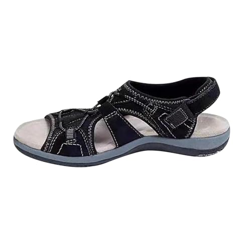 Vectry Lady Summer Sandals im Sommer zwei Paar Casual Comfort und klassische, nicht schlupfende Flachschuhe schwarze lässige Sportsandalen (Black, 37) von Vectry