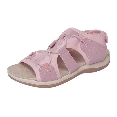 Vectry Lady Summer Sandals im Sommer zwei Paar Casual Comfort und klassische, nicht schlupfende Flachschuhe schwarze lässige Sportsandalen (Pink, 35) von Vectry