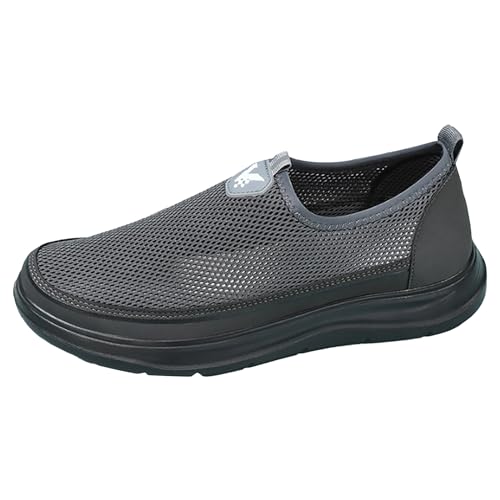 Vectry Mode Frühjahr Und Sommer Männer Sport Schuhe Flachen Boden Leichte Mesh Atmungsaktive Slip Auf Bequeme Einfarbig Einfache Eigenschaften: Für Schuhe Winter Herren (Grey, 41) von Vectry