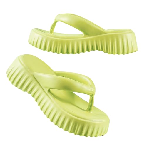 Vectry Net rot erhöht Flip-Flops mit dickem Boden im Sommer draußen und trägt einen weichen Boden, tritt auf Sense-Clip-Füße, Stollen-Sandalen-Hausschuhe Outdoor Schuhe Damen (Green, 37) von Vectry