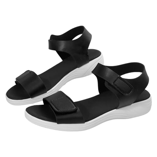 Vectry Orthoback Schuhe Damen Koel Schlappis Wolken Damen Original Sandalen Vorne Geschlossen Damen Damen Casual Paste Flache RöMische Schuhe Sommermode Damen Sandalen Sommer Schwarz Größe 38 von Vectry