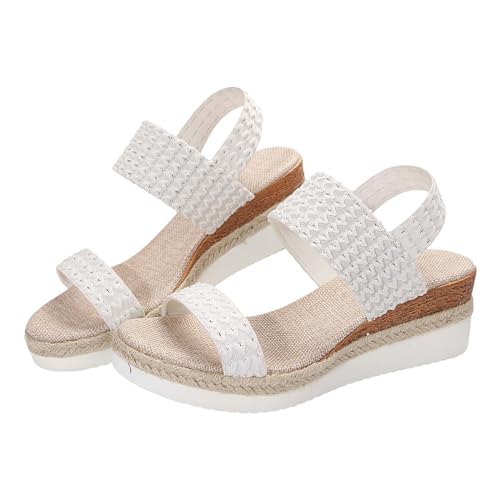 Vectry Orthofit Komfortschuhe FüR Frauen Flip Flops Damen Damen Casual Side Buckle Slope Bottom RöMische Schuhe Sommermode Damen Sandalen Damen Slope Heel Sandalen Sexy Schuhe Damen (White, 43) von Vectry