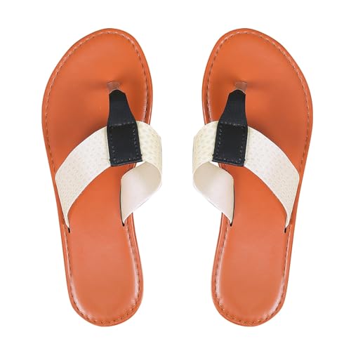 Vectry Sommer-Strandsandalen für Damen mit flachem Boden und großem Zehenclip und weichem Boden Damenschuhe Pumps Schwarz Riechen (White, 36) von Vectry