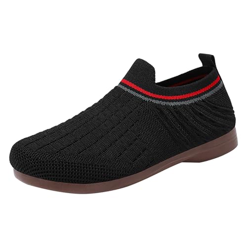 Vectry Sommerlich gewebte, atmungsaktive, farbblockierende Freizeitschuhe für Damen mit weicher Sohle Atmungsaktive Schuhe Damen (Black, 37) von Vectry