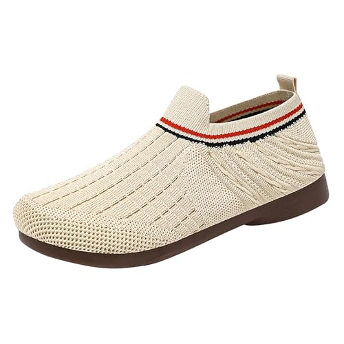 Vectry Sommerlich gewebte, atmungsaktive, farbblockierende Freizeitschuhe für Damen mit weicher Sohle Atmungsaktive Schuhe Damen (Khaki, 38) von Vectry