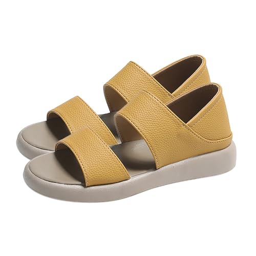 Vectry Sommersandalen für Damen, dicke Sohle, modisch, lässig, klassisch, PU, ​​rutschfest, Strandschuhe, Alltagssandalen (Yellow, 42) von Vectry