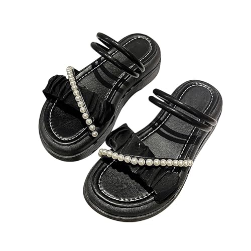 Vectry Vielseitige, flache Sandalen für Damen im Frühling und Sommer, modisch und schlank machend Hoch Schuhe Damen (Black, 38) von Vectry