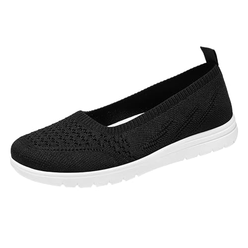 Vectry Weiche orthopädische Damenschuhe, atmungsaktiv, gewebt, zum Gehen, Slip-on-Schaumstoffschuhe, Freizeitschuhe Schuhe Damen Winter Boots (Black, 39) von Vectry