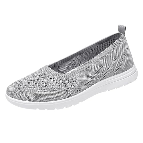 Vectry Weiche orthopädische Damenschuhe, atmungsaktiv, gewebt, zum Gehen, Slip-on-Schaumstoffschuhe, Freizeitschuhe Schuhe Damen Winter Boots (Grey, 36) von Vectry