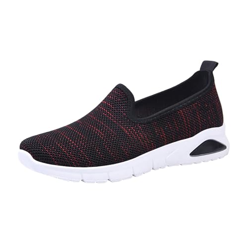 Vectry Weiche orthopädische Schuhe für Damen, atmungsaktiv, gewebt, zum Gehen, Slip-On-Schaumstoffschuhe, Fußgewölbeunterstützung, Hände, Slip-In-Sneaker Jack Schuhe Damen (Red, 37) von Vectry