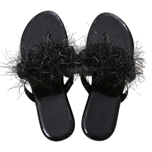 Vectry Wolkenschuhe Summer Foot Wolkenschuhe Damen Meine Bestellungen Frauen Strand Clip Toe Hausschuhe Hohl Casual Hausschuhe Flache Schuhe Vintage PlüSch Hausschuhe Gelbe Schuhe Schwarz Größe 40 von Vectry