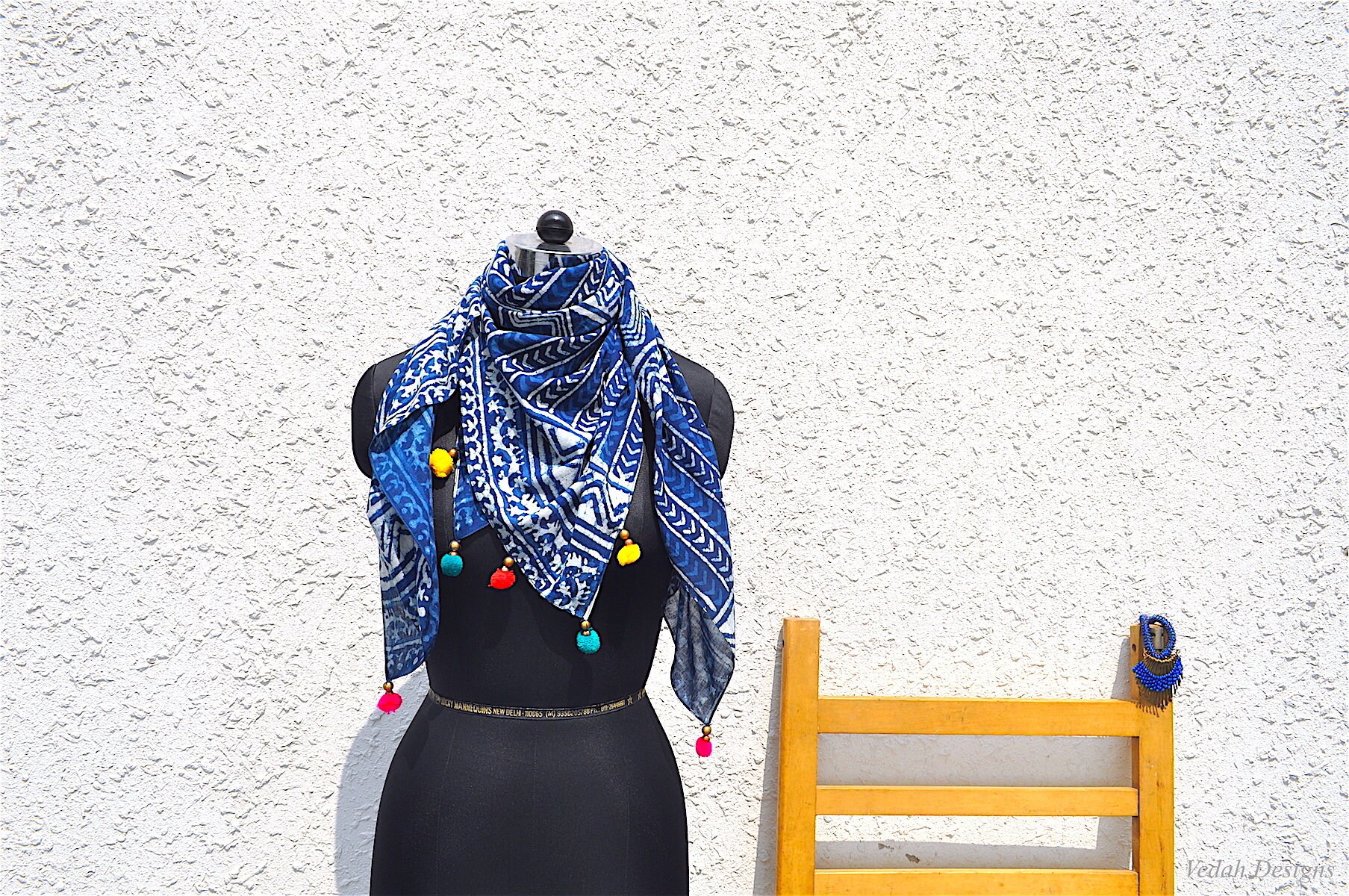 50 Stück Halstuch - Indigo Baumwollschal Einzelstück von VedahDesigns