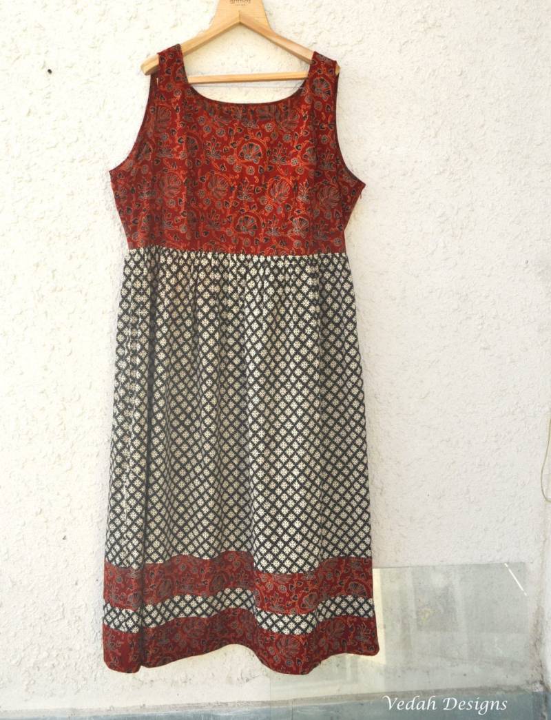 Wählen Sie Stoff Aus Dem Geschäft Made To Order Block Print Damen Kleid Geschenk Für Sie von VedahDesigns