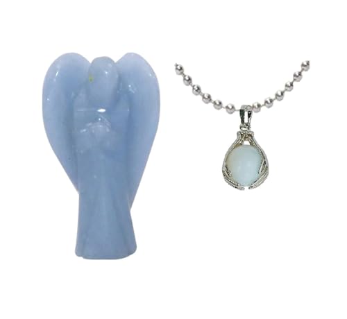 Vediknectar® Kristallanhänger Feng Shui Angelit Naturstein Handförmiger Anhänger für Damen Chakra-Schmuck handgeschnitzter Taschenengel dekorative Figur Meditationssteine Geschenk für Frauen von Vediknectar