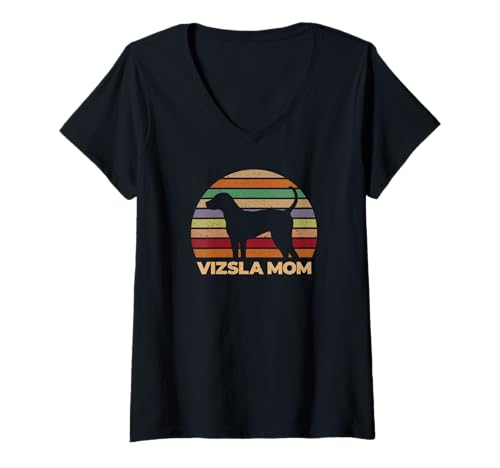 Damen Vizsla Mom, Retro-Stil im Distressed-Look T-Shirt mit V-Ausschnitt Damen Vizsla Mom, Retro-Stil im Distressed-Look T-Shirt mit V-Ausschnitt von Vee's Vizsla Dog Owner Gifts