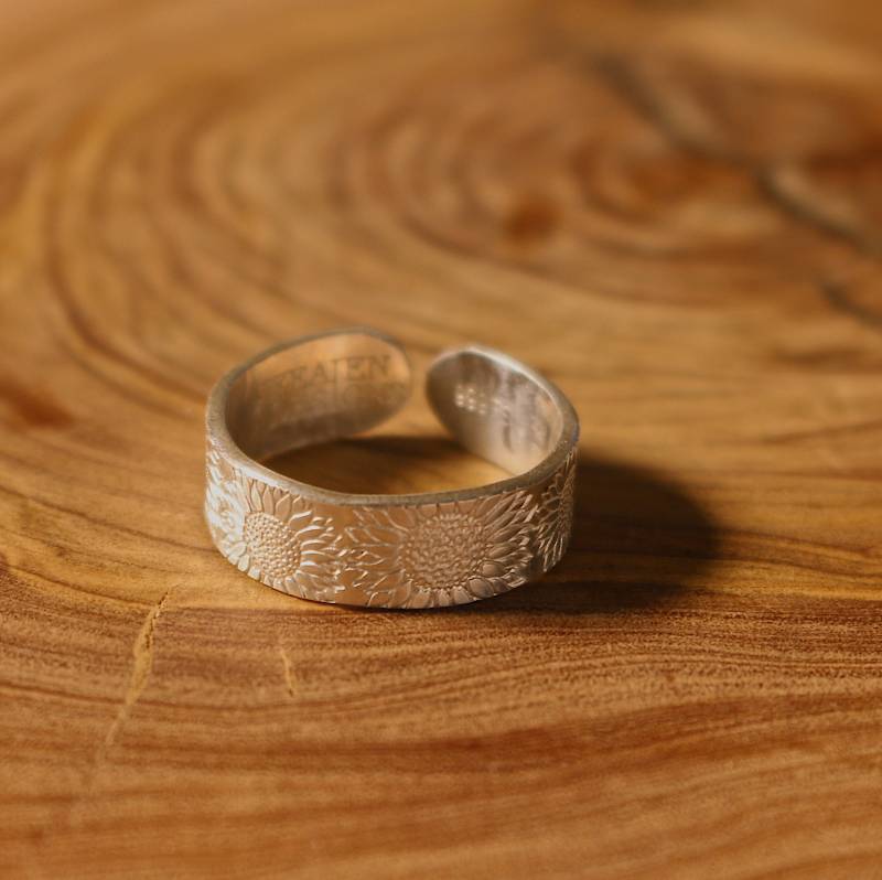 Silber Sonnenblume Ring | Geburtsblumen Wildblumen Beste Freundin Geburtstagsgeschenk Feinsilber Blumenschmuck Valentinstag Geschenk von VeeaienDesigns