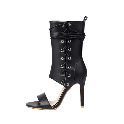 Veelau Meieer Damen Sandalen Stiletto High Heels Sandaletten Sommerschuh Schaftsandalen mit Schnürung Lederimitat Schwarz 36 EU Veelau Meieer Damen Sandalen Stiletto High Heels Sandaletten Sommerschuh Schaftsandalen mit Schnürung Lederimitat Schwarz 36 EU von Veelau Meieer