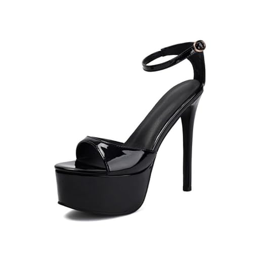 Veelau Meieer Stiletto Damen High Heels Sandalen Plateau Sandaletten mit Knöchelriemen und Schnalle Schwarz 40 EU Veelau Meieer Stiletto Damen High Heels Sandalen Plateau Sandaletten mit Knöchelriemen und Schnalle Schwarz 40 EU von Veelau Meieer
