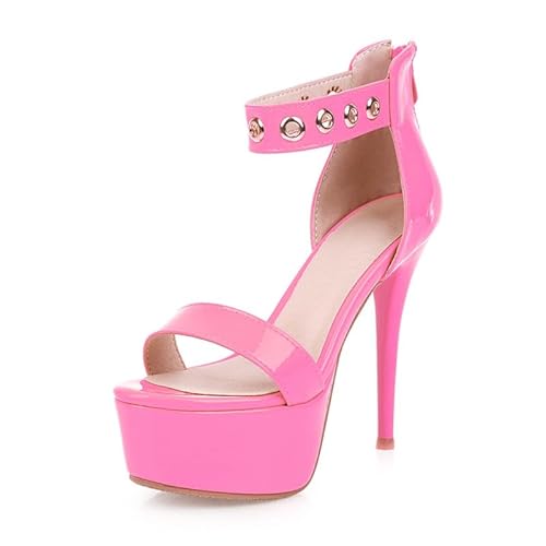 Veelau Meieer Stiletto High Heels Sandalen Plateau Sandaletten mit Knöchelriemen und Reißverschluss Rosa 45 EU Veelau Meieer Stiletto High Heels Sandalen Plateau Sandaletten mit Knöchelriemen und Reißverschluss Rosa 45 EU von Veelau Meieer