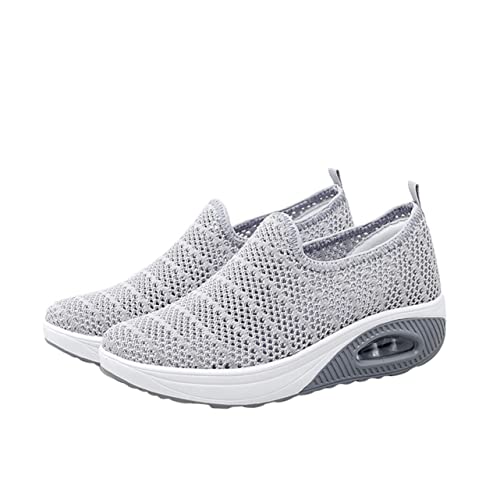 Veemoon 1 Paar Atmungsaktive Damen Freizeitschuhe Mesh Sneaker mit No Shoelace Design Elastisch für Sport für Reisen Freizeitaktivitäten von Veemoon