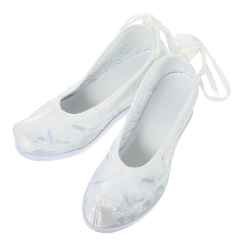 Veemoon Hausschuhe Im Ethno-Stil Mit Stickerei Hanfu-Schuhe Für Damen Weiß Bequemer Futter Und Weicher Material Leicht Und Komfortabel Für Zuhause von Veemoon